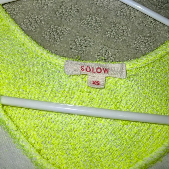 Solow Terry Cloth Racerback Tank Neon Yellow and White XS - Picture 3 of 5